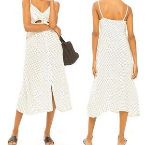 Topshop Polka Dot Tie Button Dress White Black